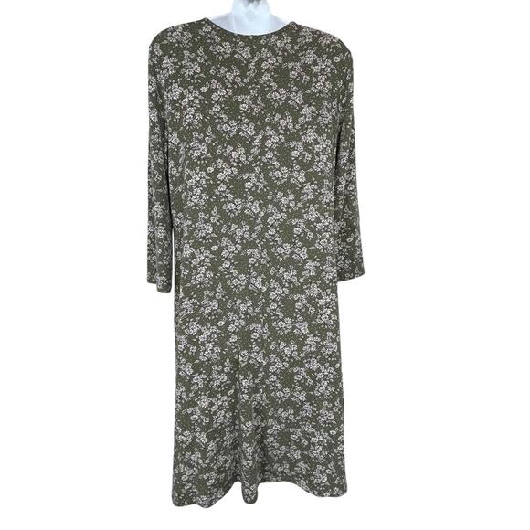 Garnet Hill Green Floral Gauze Dress w/ Pockets Tencel Blend | Size M - Picture 5 of 7